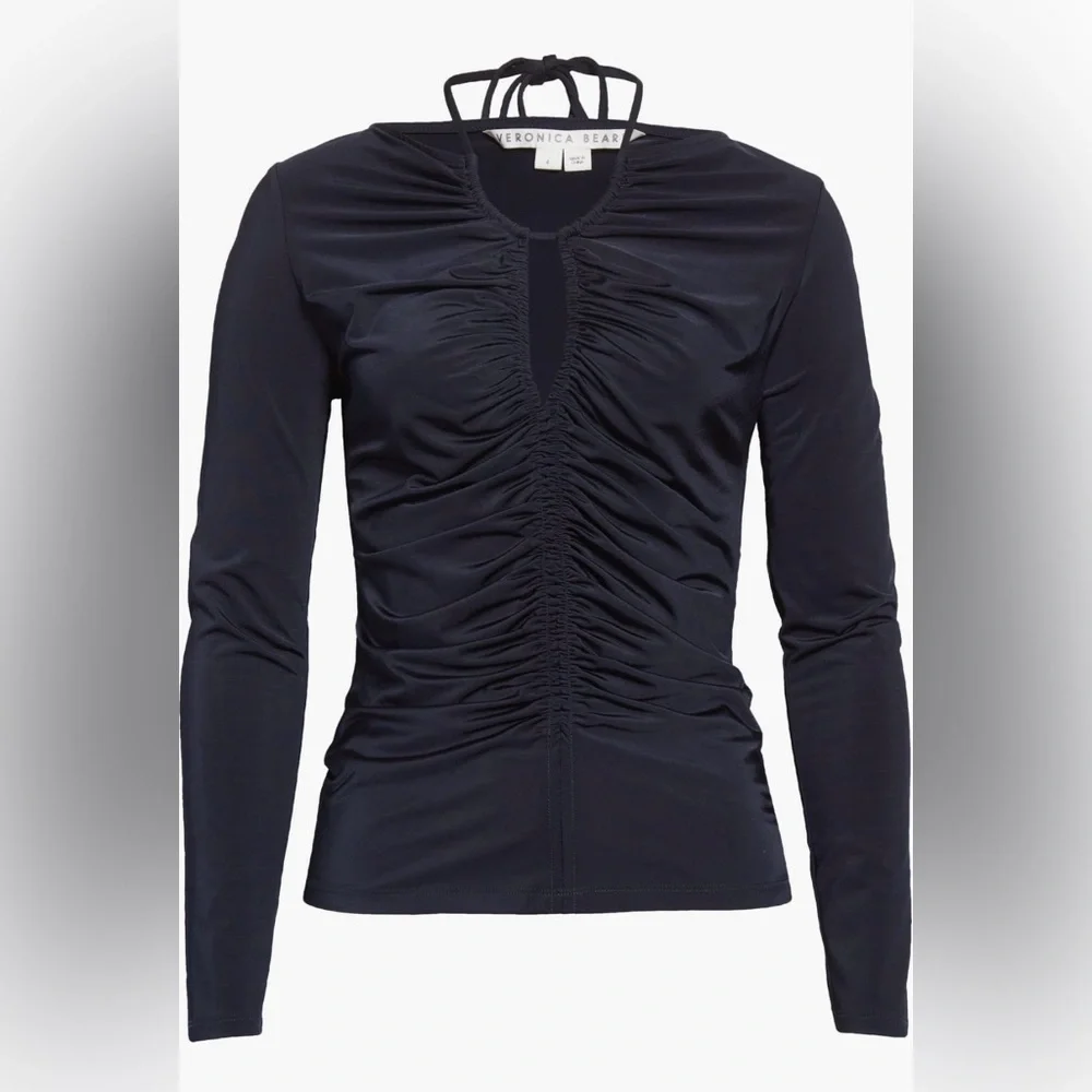 Veronica Beard Roque Ruched Tie  Back Top, Size 6 - Picture 12 of 12